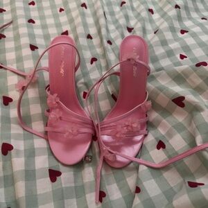 Public Desire Pink Floral Strappy Heels